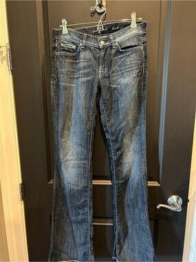 7 For All Mankind Women’s Boot Cut Jeans in Dark Blue Wash